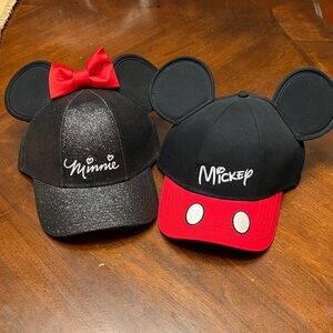 Disney Minnie and Mickey Mouse Ear Caps - Black and Red